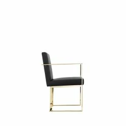 Cheapest 🤩 Pangea Home Dexter 18.5" Polyurethane & Metal Arm Chair In Black/Gold 🛒 -Cheap Office Chairs Store 2416644 2 L