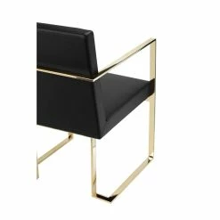 Cheapest 🤩 Pangea Home Dexter 18.5" Polyurethane & Metal Arm Chair In Black/Gold 🛒 -Cheap Office Chairs Store 2416644 4 L