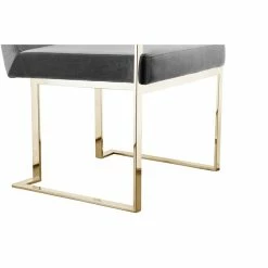 Outlet ✔️ Pangea Home Dexter 18.5" Velvet & Steel Arm Chair In Gray & Gold 🤩 -Cheap Office Chairs Store 2416645 4 L