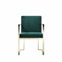 Hot Sale ✨ Pangea Home Dexter 18.5" Velvet & Steel Arm Chair In Green/Gold ⭐ -Cheap Office Chairs Store 2416646 1 L