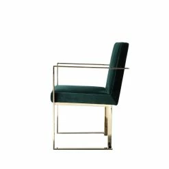 Hot Sale ✨ Pangea Home Dexter 18.5" Velvet & Steel Arm Chair In Green/Gold ⭐ -Cheap Office Chairs Store 2416646 2 L