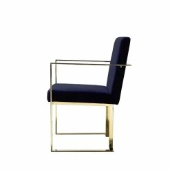 Outlet 🧨 Pangea Home Dexter 18.5" Velvet & Steel Arm Chair In Navy & Gold 👏 -Cheap Office Chairs Store 2416647 2 L