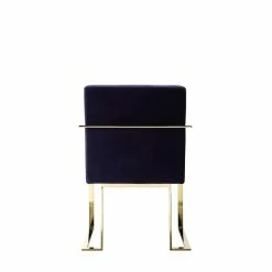 Outlet 🧨 Pangea Home Dexter 18.5" Velvet & Steel Arm Chair In Navy & Gold 👏 -Cheap Office Chairs Store 2416647 3 L