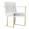 Outlet 🛒 Pangea Home Dexter 18.5" Polyurethane & Metal Arm Chair In White/Gold 🔥 -Cheap Office Chairs Store 2416657 L
