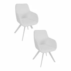 Wholesale 🔥 Pangea Home Mono 17" Perry Faux Leather Dining Chair In White (Set Of 2) 😉