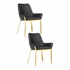 Top 10 ๐ Pangea Home Hudson 19.3" Faux Leather Tufted Chair In Black/Gold (Set Of 2) ๐