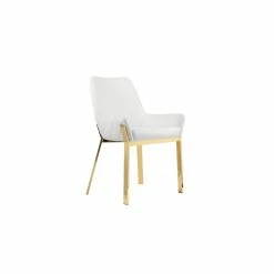 Discount 🧨 Pangea Home Hudson 19.3" Faux Leather Tufted Chair In White/Gold (Set Of 2) 🔥 -Cheap Office Chairs Store 2416771 1 L