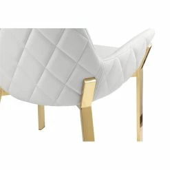 Discount 🧨 Pangea Home Hudson 19.3" Faux Leather Tufted Chair In White/Gold (Set Of 2) 🔥 -Cheap Office Chairs Store 2416771 5 L