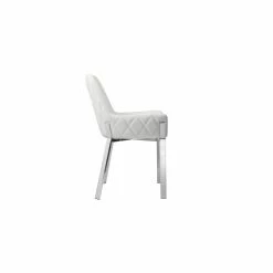 Hot Sale ⌛ Pangea Home Hudson 19.3" Faux Leather Tufted Chair In White/Silver (Set Of 2) 🔔 -Cheap Office Chairs Store 2416773 3 L