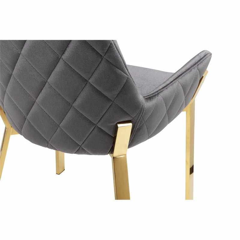 Brand new 🤩 Pangea Home Hudson 19.3" Steel & Velvet Tufted Chair In Gray & Gold (Set Of 2) 🥰 8 Brand new 🤩 Pangea Home Hudson 19.3" Steel & Velvet Tufted Chair In Gray & Gold (Set Of 2) 🥰 - Image 6