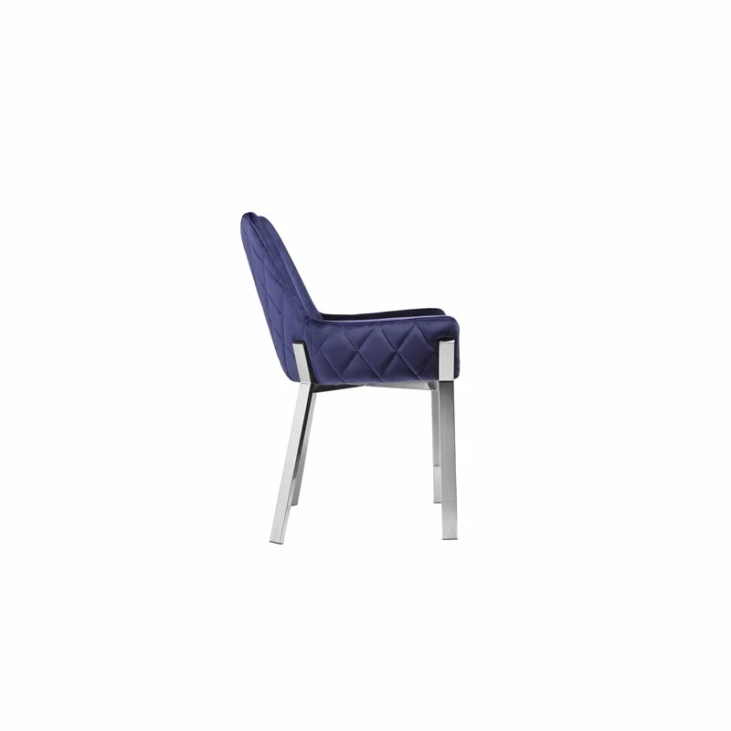 Deals 🥰 Pangea Home Hudson 19.3" Steel & Velvet Tufted Chair In Navy & Silver (Set Of 2) ⭐ 6 Deals 🥰 Pangea Home Hudson 19.3" Steel & Velvet Tufted Chair In Navy & Silver (Set Of 2) ⭐ - Image 4