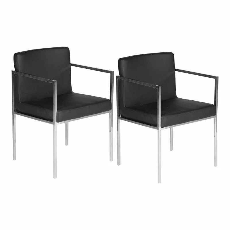 Discount ๐งจ Pangea Home Fred 27.5" Glen Faux Leather Dining Chair In Black (Set Of 2) ๐ 3 Discount ๐งจ Pangea Home Fred 27.5" Glen Faux Leather Dining Chair In Black (Set Of 2) ๐