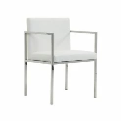 Hot Sale 🧨 Pangea Home Fred 27.5" Glen Faux Leather Dining Chair In White (Set Of 2) 🌟 -Cheap Office Chairs Store 2416827 2 L