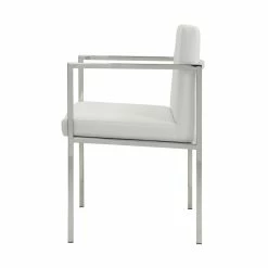 Hot Sale 🧨 Pangea Home Fred 27.5" Glen Faux Leather Dining Chair In White (Set Of 2) 🌟 -Cheap Office Chairs Store 2416827 4 L