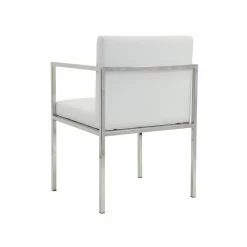 Hot Sale 🧨 Pangea Home Fred 27.5" Glen Faux Leather Dining Chair In White (Set Of 2) 🌟 -Cheap Office Chairs Store 2416827 5 L