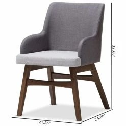 Best reviews of ✔️ Bowery Hill Dining Arm Chair In Gray And Walnut (Set Of 2) 🤩 -Cheap Office Chairs Store 2417121 7 L