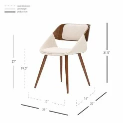 Cheapest 💯 New Pacific Direct Cyprus 19.5" Fabric Chair In Santorini Sand Beige/Walnut ❤️ -Cheap Office Chairs Store 2422358 7 L