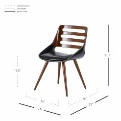 Hot Sale ❤️ New Pacific Direct Shelton 19.5" PU Leather Chair In Black/Walnut ❤️ -Cheap Office Chairs Store 2422379 7 L