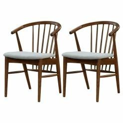 Budget ๐งจ New Pacific Direct Harry 18" Fabric Dining Chair In Gray/Dark Walnut (Set Of 2) ๐