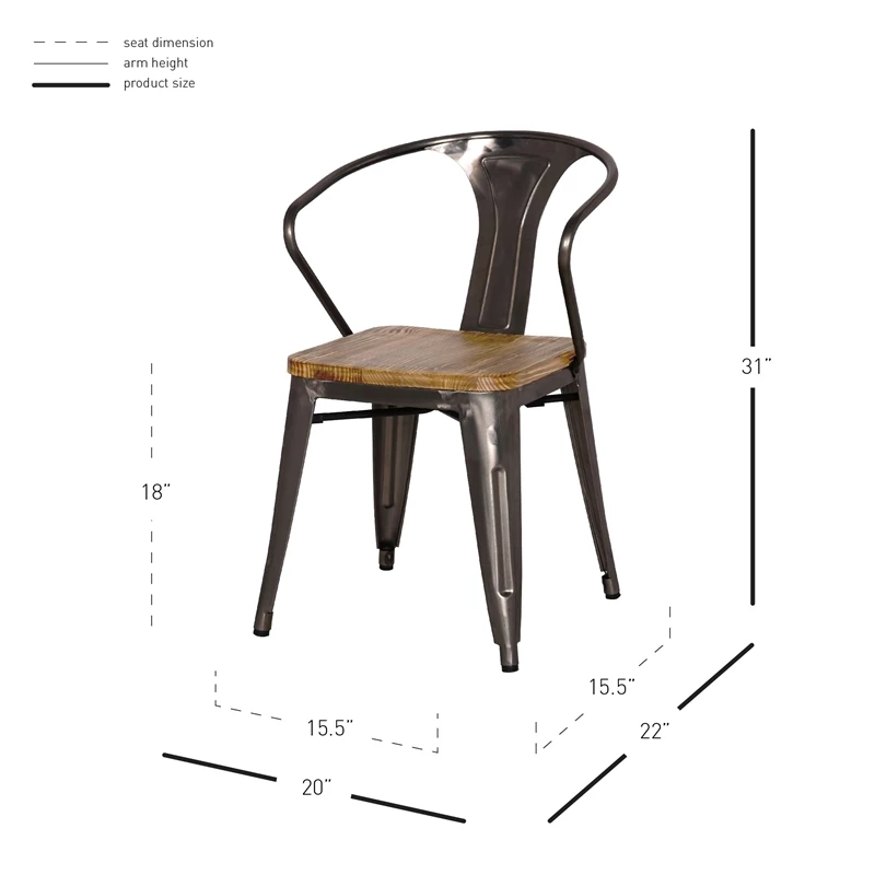 Buy 🔥 New Pacific Direct Metropolis 18" Metal Arm Chair In Gray (Set Of 4) 🥰 6 Buy 🔥 New Pacific Direct Metropolis 18" Metal Arm Chair In Gray (Set Of 4) 🥰 - Image 4