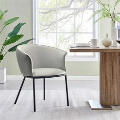 Best reviews of 🔥 New Pacific Direct Seymor 18.5" Metal And Leather Dining Chair With Arms In Gray 🛒 -Cheap Office Chairs Store 2422960 7 L