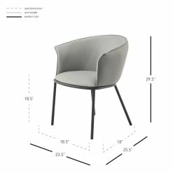 Best reviews of 🔥 New Pacific Direct Seymor 18.5" Metal And Leather Dining Chair With Arms In Gray 🛒 -Cheap Office Chairs Store 2422960 8 L