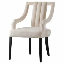 Buy โ๏ธ New Pacific Direct Viola 20.5" Velvet Fabric Klismos Chair In Beige/Dulce Sand ๐คฉ