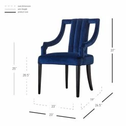 Best deal ⭐ New Pacific Direct Viola 20.5" Velvet Fabric Klismos Chair In Dulce Blue/Black 😍 -Cheap Office Chairs Store 2422981 5 L