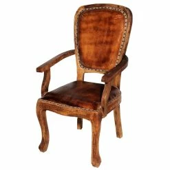 Discount 🧨 Moti Frank Arm Chair Upholstered In Genuine Leather In Mahogany 💯