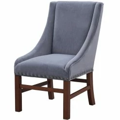 Hot Sale โ๏ธ Coast To Coast Imports Accent Dining Chair In Blue Gray Upholstery / Brown Frame ๐