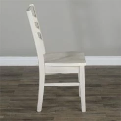Cheap 😀 Pemberly Row 37" Coastal Wood Ladderback Chair In Marble White 💯 -Cheap Office Chairs Store 2433068 3 L