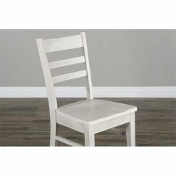Cheap 😀 Pemberly Row 37" Coastal Wood Ladderback Chair In Marble White 💯 -Cheap Office Chairs Store 2433068 5 L