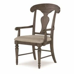 Best Pirce 🤩 Maklaine Farmhouse Back Arm Chair In Rustic Elm Wood (set Of 2) 🧨