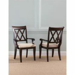 Coupon ⌛ Maklaine Traditional X Back Arm Chair In Amber Brown Wood (set Of 2) ✨ -Cheap Office Chairs Store 2433394 3 L