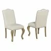 Promo ❤️ Best Quality Furniture Rustic Oak Wood Dining Chairs Upholstered In Beige Linen Fabric (Set Of 2) 💯 -Cheap Office Chairs Store 2435538 L