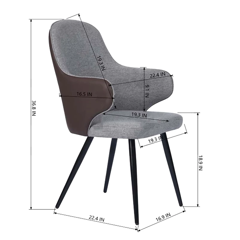 Best Sale 👍 CRO Decor Dining Chair Arm Chair Upholstered Fabric In Gray(Set Of 2) 🥰 6 Best Sale 👍 CRO Decor Dining Chair Arm Chair Upholstered Fabric In Gray(Set Of 2) 🥰 - Image 4
