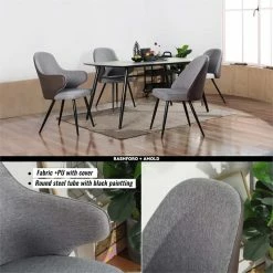 Best Sale 👍 CRO Decor Dining Chair Arm Chair Upholstered Fabric In Gray(Set Of 2) 🥰 18 Best Sale 👍 CRO Decor Dining Chair Arm Chair Upholstered Fabric In Gray(Set Of 2) 🥰 -Cheap Office Chairs Store 2440301 7 L