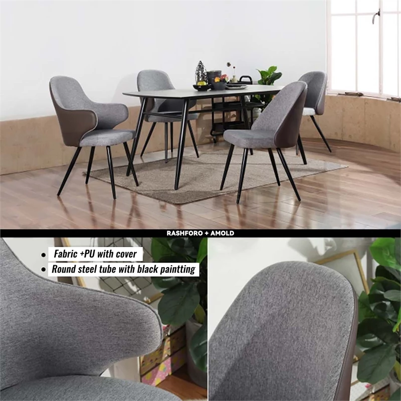 Best Sale 👍 CRO Decor Dining Chair Arm Chair Upholstered Fabric In Gray(Set Of 2) 🥰 10 Best Sale 👍 CRO Decor Dining Chair Arm Chair Upholstered Fabric In Gray(Set Of 2) 🥰 - Image 8