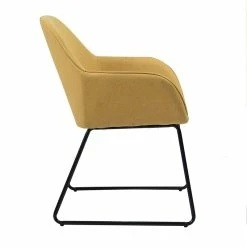 New 🛒 CRO Decor Fabric Dining Chair Upholstered Armchair In Yellow 🔔 -Cheap Office Chairs Store 2440310 6 L