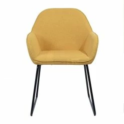 New 🛒 CRO Decor Fabric Dining Chair Upholstered Armchair In Yellow 🔔