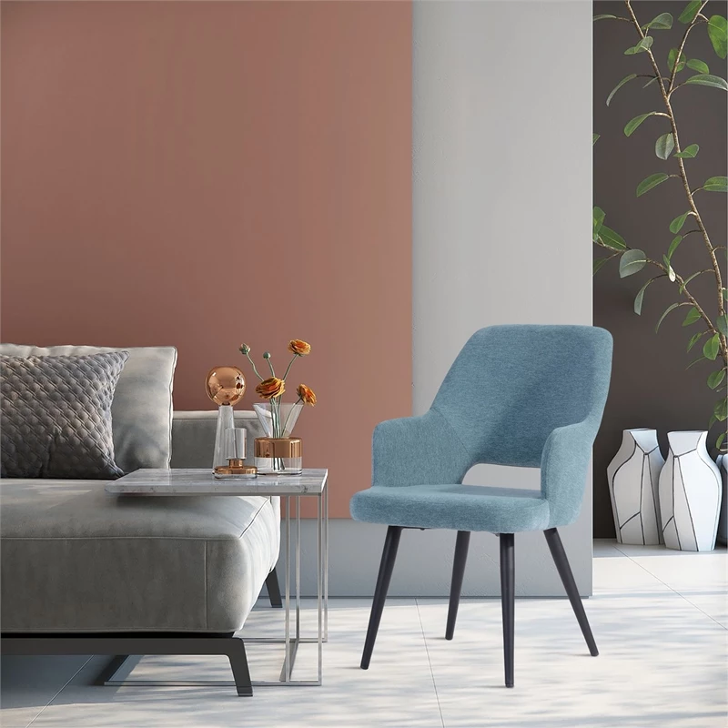 Brand new 👏 CRO Decor Dining Chair Teal Fabric Upholstery Solid Wood Arm Chair In Blue 2PC 🛒 5 Brand new 👏 CRO Decor Dining Chair Teal Fabric Upholstery Solid Wood Arm Chair In Blue 2PC 🛒 - Image 3