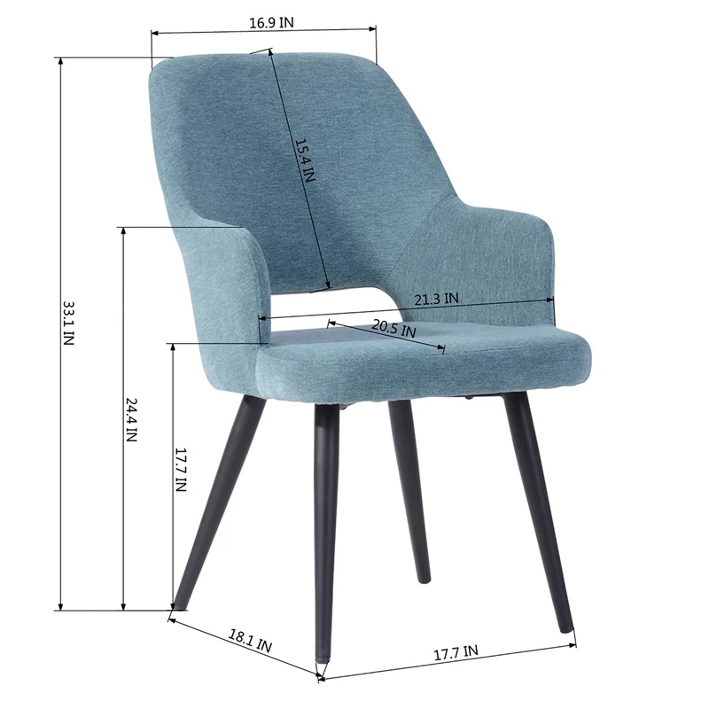 Brand new 👏 CRO Decor Dining Chair Teal Fabric Upholstery Solid Wood Arm Chair In Blue 2PC 🛒 7 Brand new 👏 CRO Decor Dining Chair Teal Fabric Upholstery Solid Wood Arm Chair In Blue 2PC 🛒 - Image 5