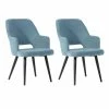 Brand new 👏 CRO Decor Dining Chair Teal Fabric Upholstery Solid Wood Arm Chair In Blue 2PC 🛒 -Cheap Office Chairs Store 2440313 L