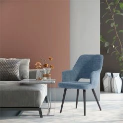 Deals ⭐ CRO Decor Dining Chair Blue Solid Wood Arm Chair Fabric (set Of 2) 🌟 -Cheap Office Chairs Store 2440512 4 L