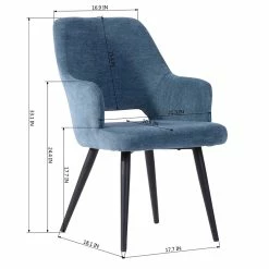 Deals ⭐ CRO Decor Dining Chair Blue Solid Wood Arm Chair Fabric (set Of 2) 🌟 -Cheap Office Chairs Store 2440512 5 L