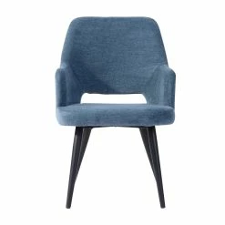 Deals ⭐ CRO Decor Dining Chair Blue Solid Wood Arm Chair Fabric (set Of 2) 🌟 -Cheap Office Chairs Store 2440512 6 L