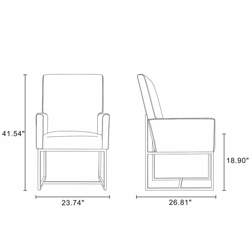 Wholesale ✨ Manhattan Comfort Element Velvet Dining Armchair In Off White Champagne 🔥 4 Wholesale ✨ Manhattan Comfort Element Velvet Dining Armchair In Off White Champagne 🔥 - Image 2