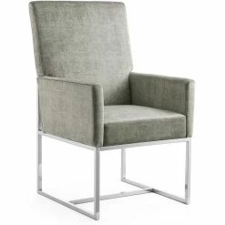 Cheapest ✨ Manhattan Comfort Element Velvet Dining Armchair In Steel Gray 🥰