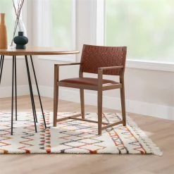 Cheapest 🔥 Riverbay Furniture Modern Beech Wood And Leather Arm Chair In Brown 🛒 -Cheap Office Chairs Store 2450025 13 L