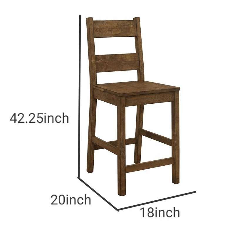 Flash Sale 🤩 Benzara Rustic Ladder Back Counter Height Chair With Wooden Seat With Set Of 2 In Brown 🥰 7 Flash Sale 🤩 Benzara Rustic Ladder Back Counter Height Chair With Wooden Seat With Set Of 2 In Brown 🥰 - Image 5